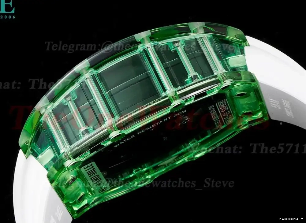 Clone White on RMSF Green RM35-01 strap RMUL2 Skeleton Dial Transparent Rubber 0324